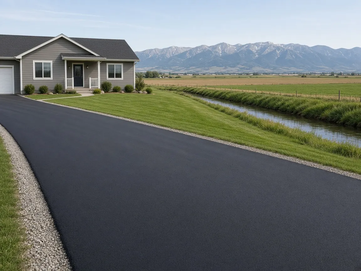 Driveway paving and blacktop replacement in Blackfoot — new asphalt, gravel-to-pavement, mill-and-overlay, and full-depth tear-out before winter.